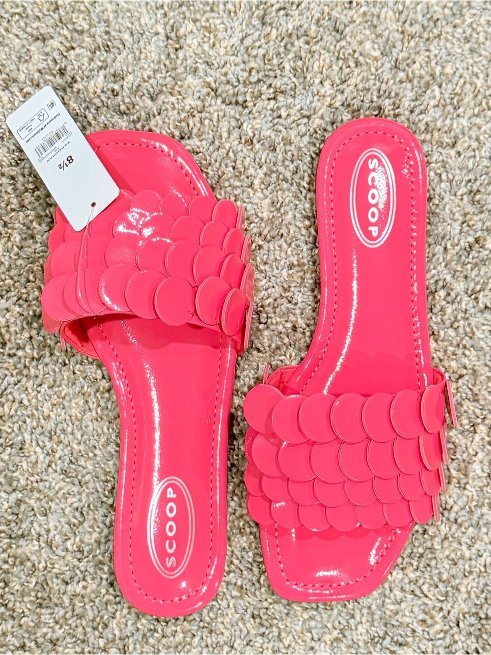 Scoop Pink Paillette Memory Foam Sandals Size 8.5 NWT